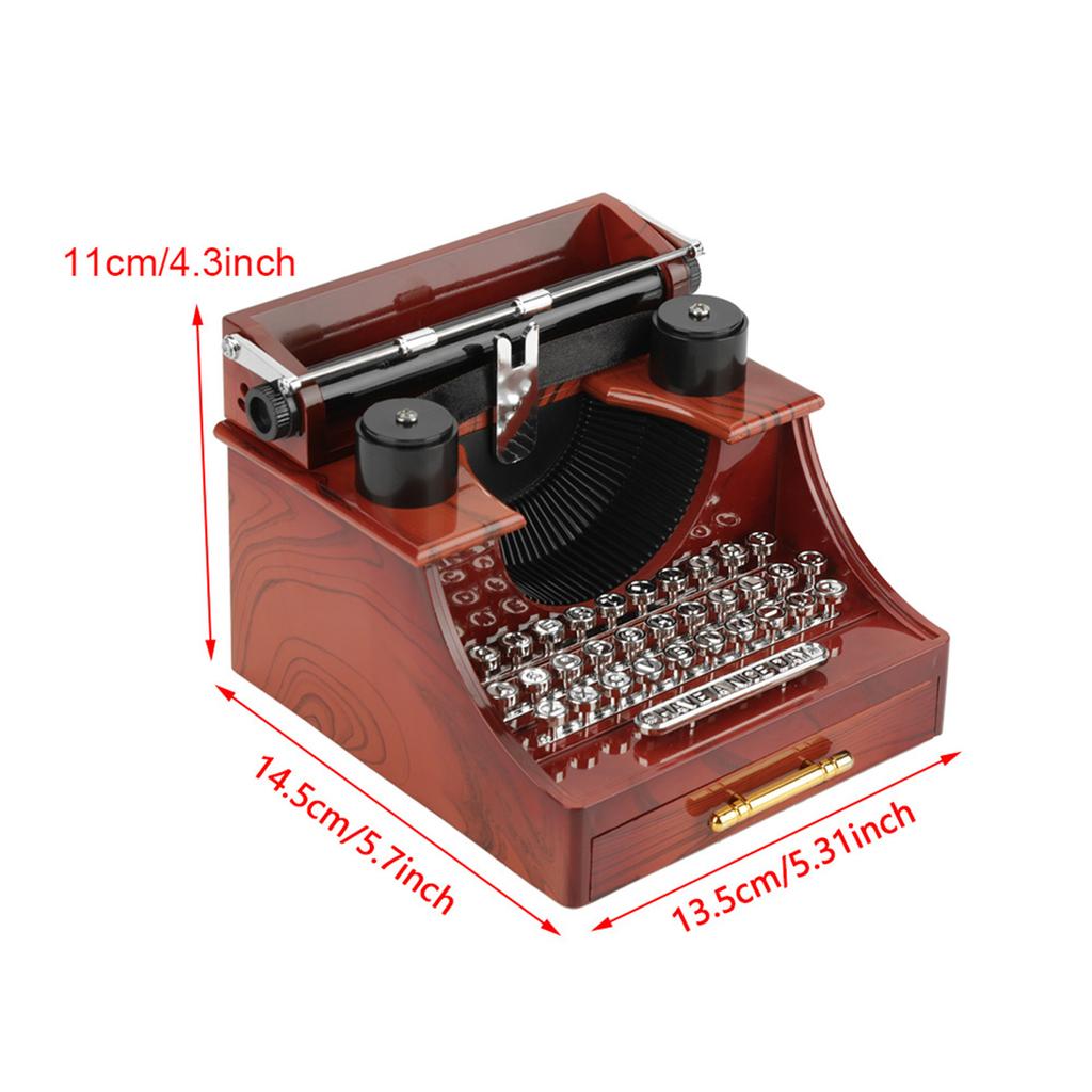 Mini Vintage Style Creative Retro Typewriter Clockwork Music Box Gift Table Decoration
