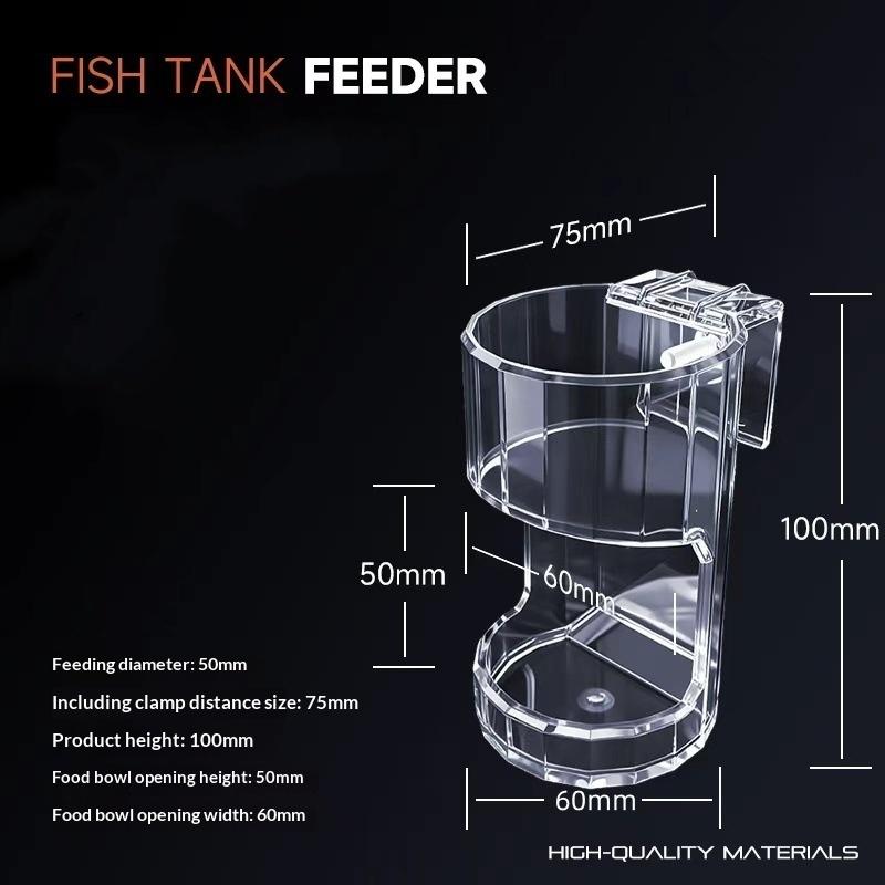 Transparent Acrylic Wall-Mounted Fish Feeder Ring Acrylic Automatic Food Dispenser Fish Tank Aquarium Feeding Tool Accessories+