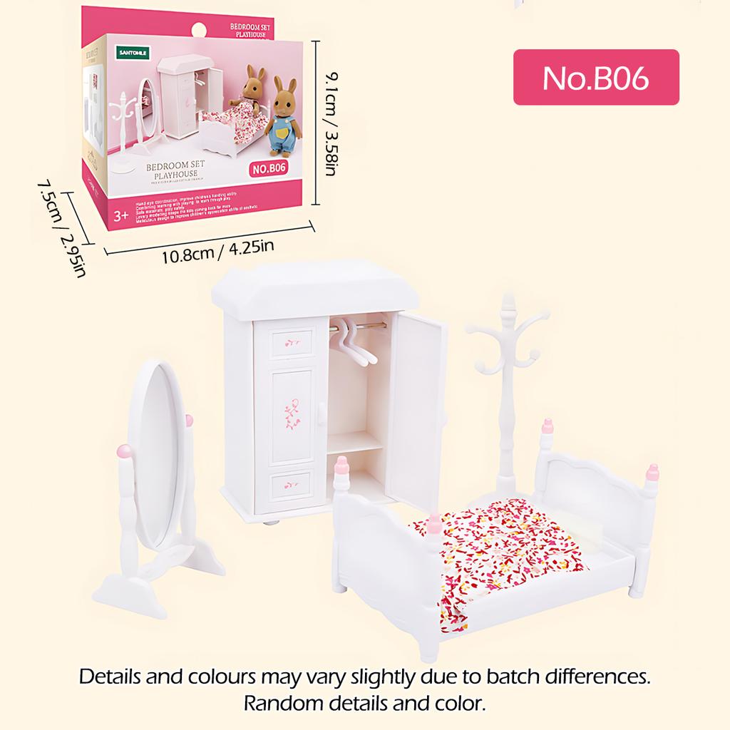 Non-Toxic 1:12 Forest Family Dollhouse Furniture Montessori Miniature Doll House Kitchen Bedroom Bathroom Accessories For Children Gifts