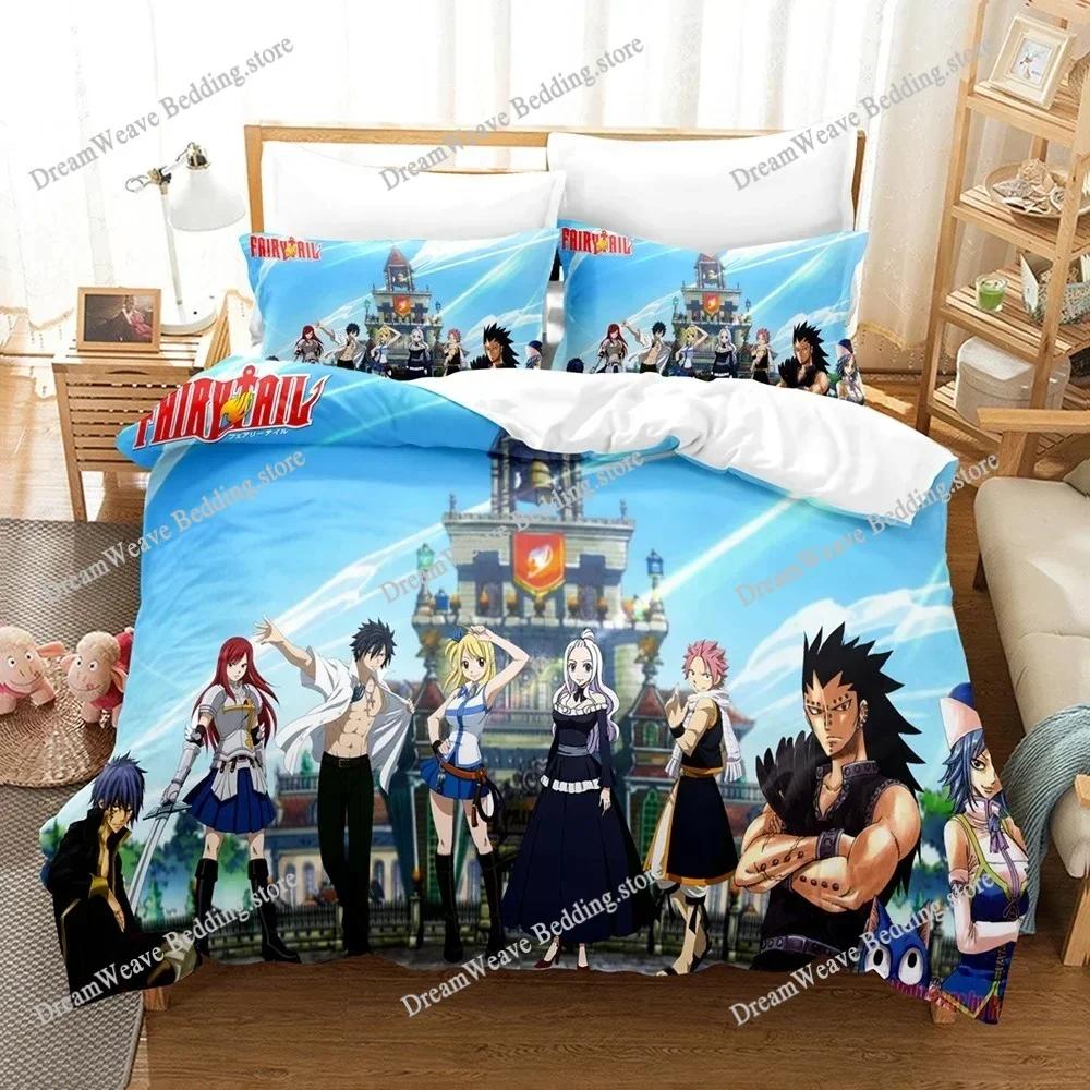Fashion 3D Print Anime Bed Sheet Faity Tail Bedding Set Single Twin Full Queen King Size Bed Set Adult Kid Bedroom Duvet Cover