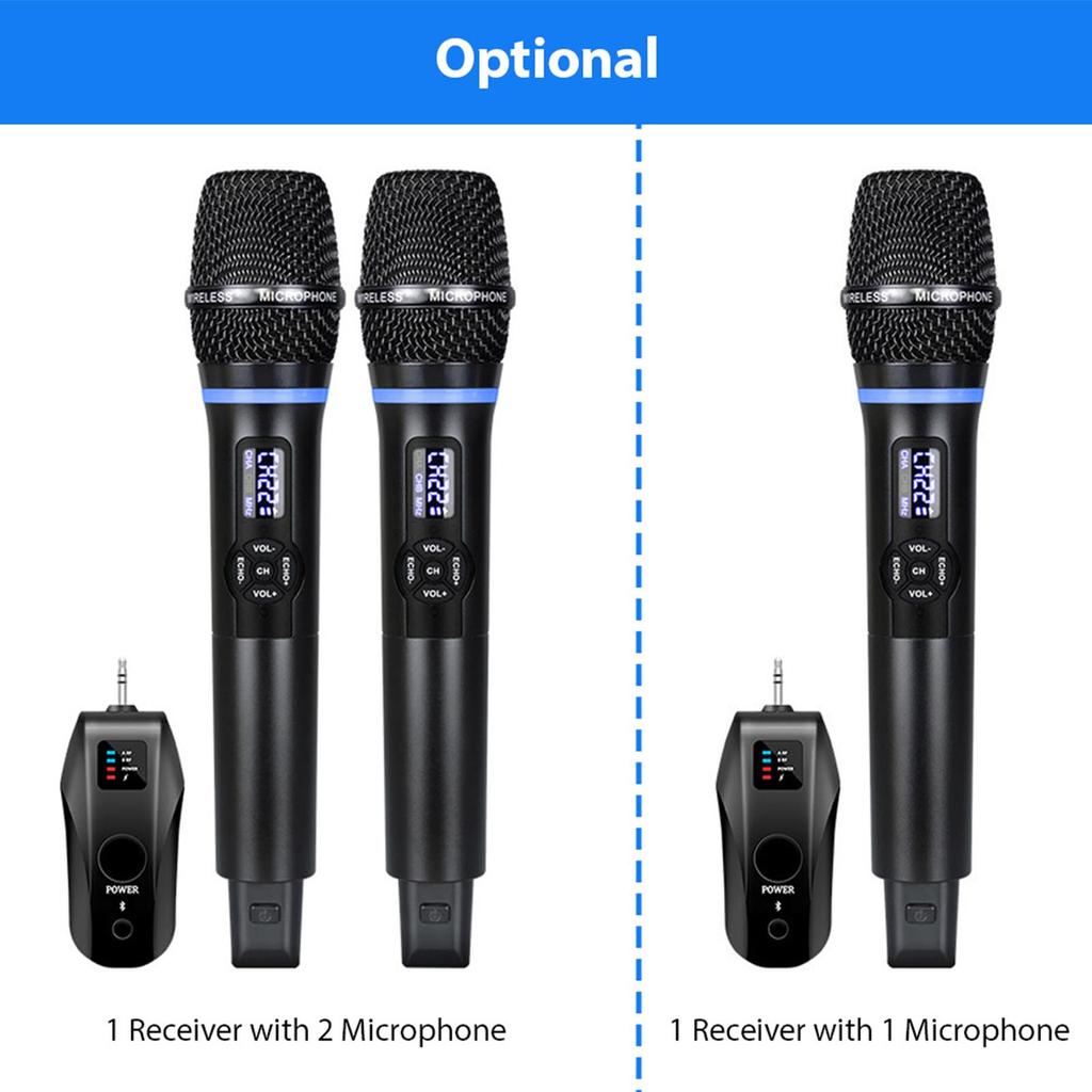 Wireless Microphone System Receiver with Handheld Mic UHF Anti Howling and Reverberation Function for Home Cinemas