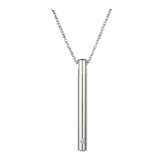 

Urn Necklace for Ash, Swing-Open Titanium Steel Cremation Necklace with Rhinestones, Corrosion-Resistant Memorial Pendant for Ash Essential Oils срібний