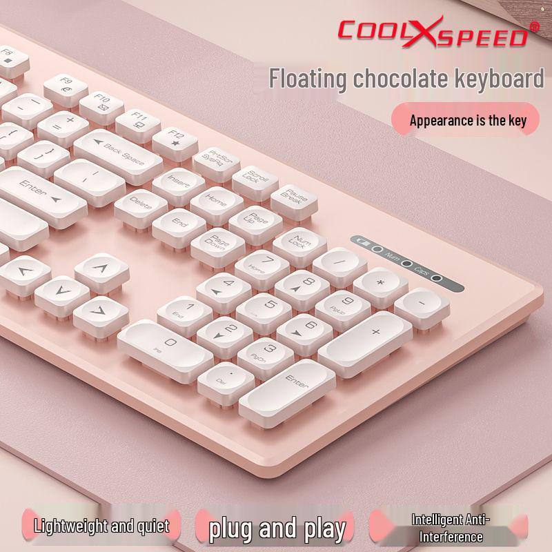 Silent Wireless/Wired Keyboard & Mouse Set for Girls - Ideal for Laptops, Office & Home Use.