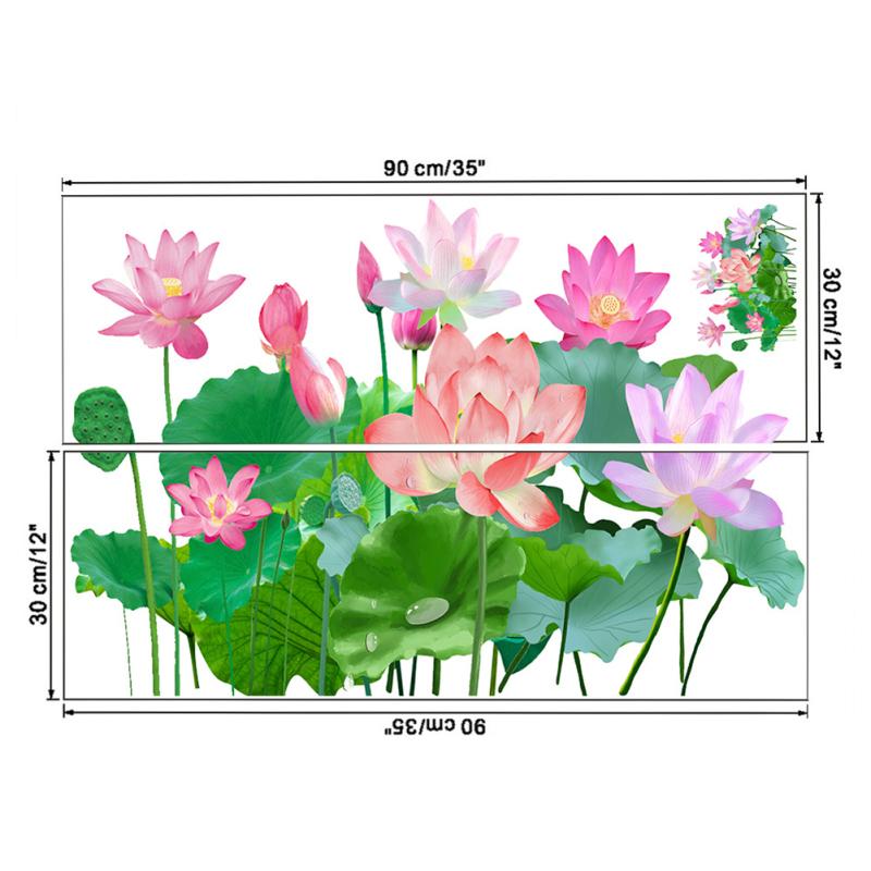 2pcs Lotus Flower Wall Stickers Waterproof Wall Decal Wallpaper For Living Room Bedroom Decoration