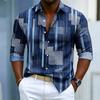 Men's Long Sleeve Shirt Casual Geometric Stripe Print Lapel Collar Daily Vacation Business Fashion Slim Fit Mens Dress Shirts
