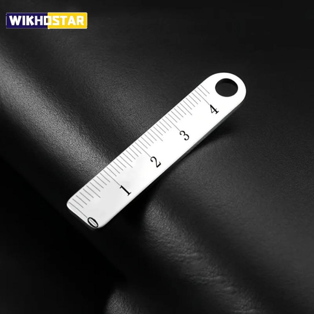 Portable Stainless Steel Mini Ruler Anti Lost Small Size Metal Ruler Keychain Mini Straight Ruler School Supplies