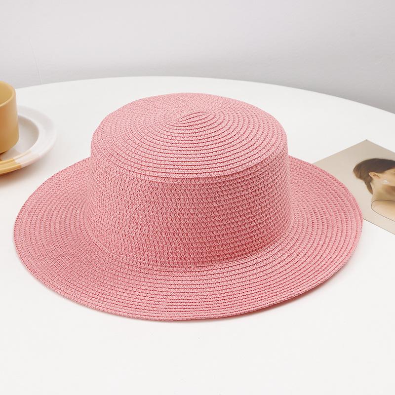 New Color Flat-top Straw Hat Women's Summer Sunshade Sunscreen Hat Versatile Beach Travel Breathable Sun Hat