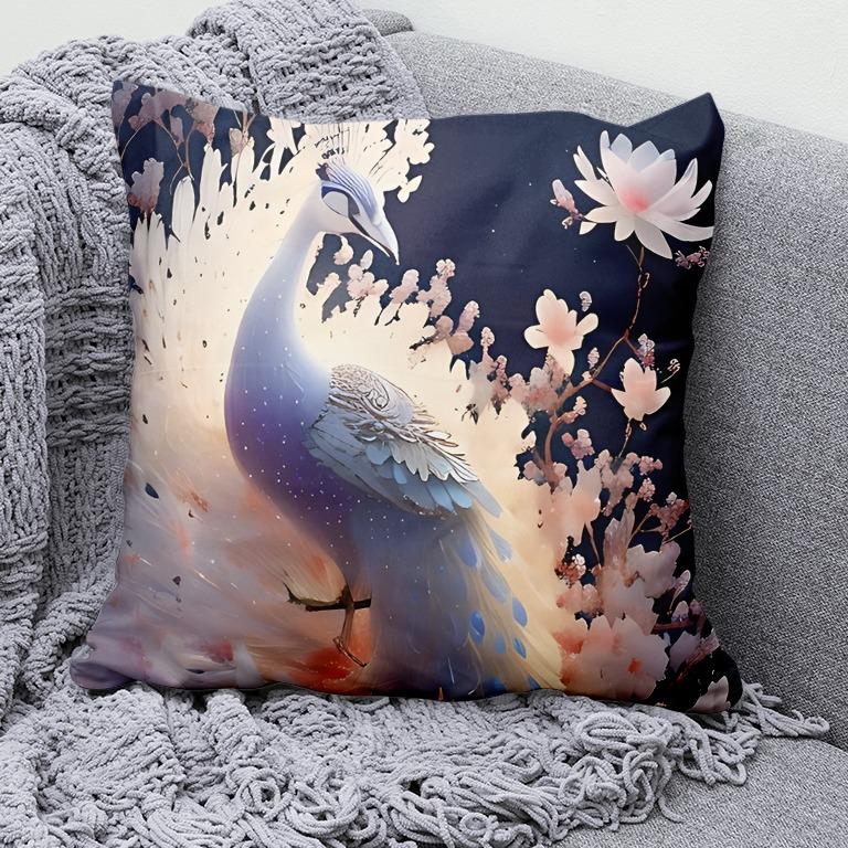 

Декоративная наволочка с принтом павлина для спальни, гостиной, квадратная подушка, наволочка 40x40cm