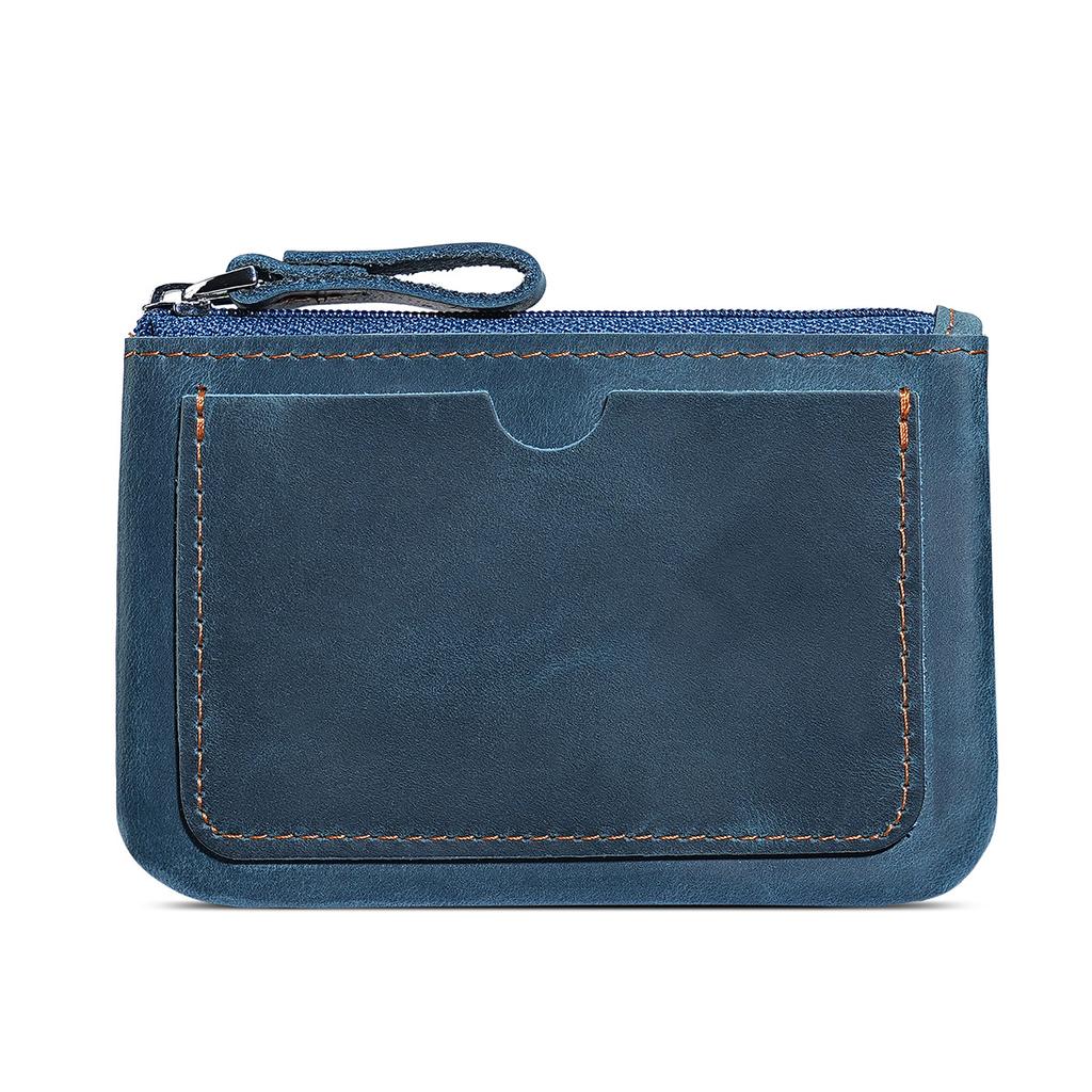 Genuine Leather Zipper Coin Purse for Men Credit Card Holder Mens Coin Purses Cash Change Wallet Car Smart Holder Money Pouch