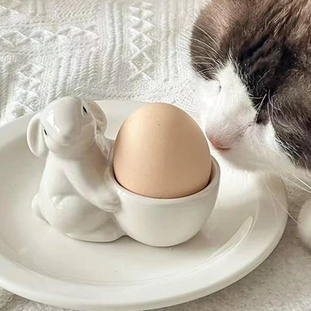 Egg Organizer Rabbit Egg Cup Creative Bunny Egg Holder Creative Ceramic Egg Cup  Kitchen Utensils