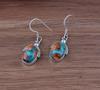 Solid 925 Sterling Silver Earrings Oyster Copper Turquoise Earring Handmade  Designer Earring Healing Jewelry