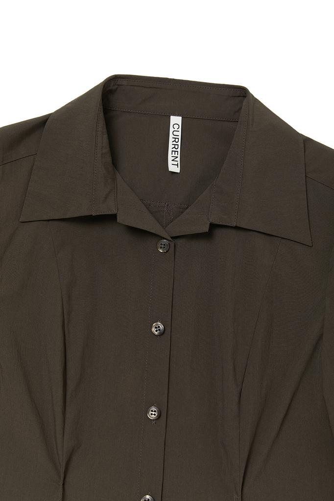 CURRENT Pintuck Detail Fitted Shirt [Brown]