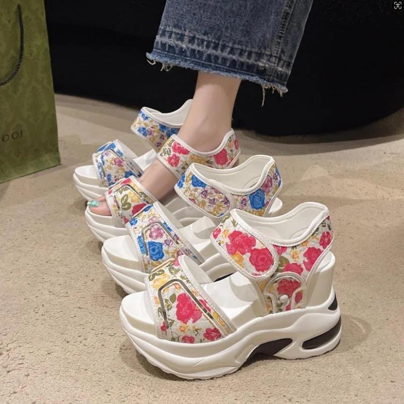 Fashion Platform Sandals Female 2025 Summer Fashion Peep-toe Shoes Character With High Heel Muffin Daddy Leisure Sports Sandals Female