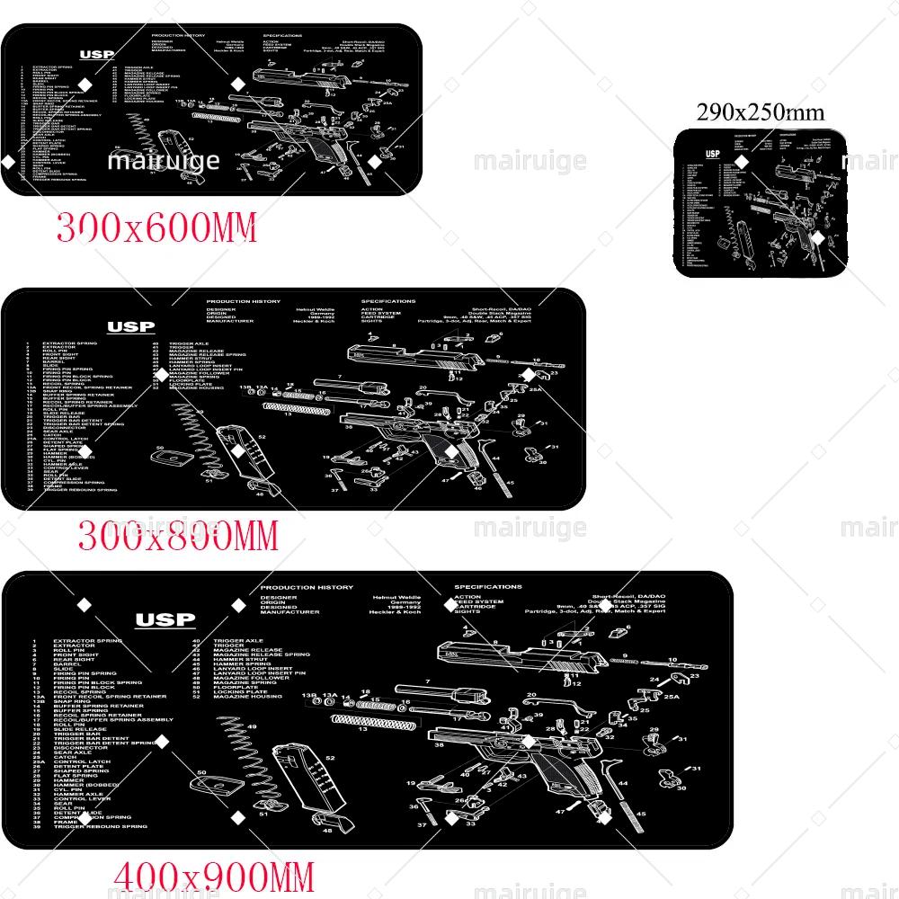 x Oval Tactical Gun Large Mouse Pad Precision Gaming Design Desk Pads AntiSlip Rubber Bottom Washable Surface Office Mat