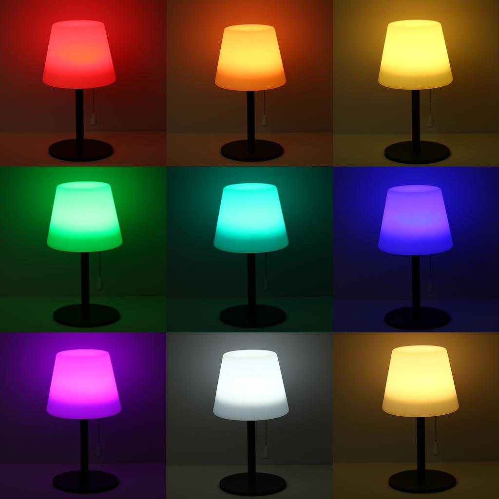 Neoglint RGB Table Lamp Colorful Desk Light with Remote Controller Pull Chain   Bedside Lamp Reading Lamp USB Rechargeable for Living Room Bedroo