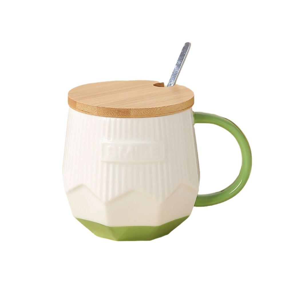 Creative and Simple English Ceramic Cups with LIDS Couple Mugs  High Appearance Level Coffee Cups  Fresh and Clean Water Cups  Milk Cups