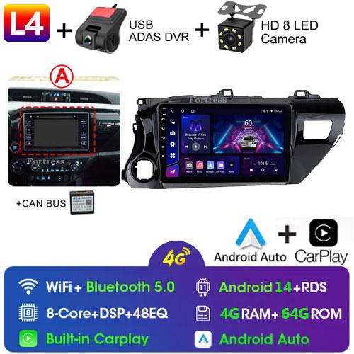 8 Core Android13 Auto Car Radio Multimedia For Toyota Hilux Pick Up AN120 2015 - 2020 LHD Stereo Carplay GPS Navigation No DVD