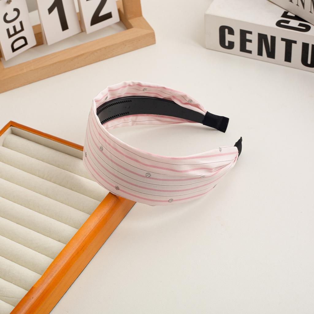 New Checkered Wide Fabric Headband Sweet Academic Vintage Hair Band Non-Slip Toothed Design Korean Retro Hair Accessories