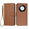 For Honor X9b 5G/Honor Magic6 Lite 5G/Honor X50 GT 5G/Honor X50 Pro 5G/Honor X50 5G Wallet Case with Strap Carbon Fiber Texture Leather Mobile Cover