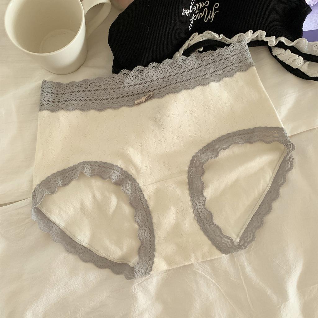 Women's Spring and Autumn Cotton Jacquard 10A Anti Bacterial Mid Waist Briefs