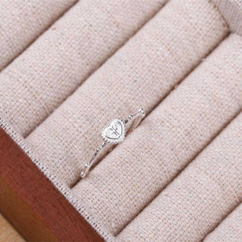 ANENJERY Love Heart Cross Shape Ring for Women New Fashion Adjustable Ring Party Jewelry Birthday Gifts