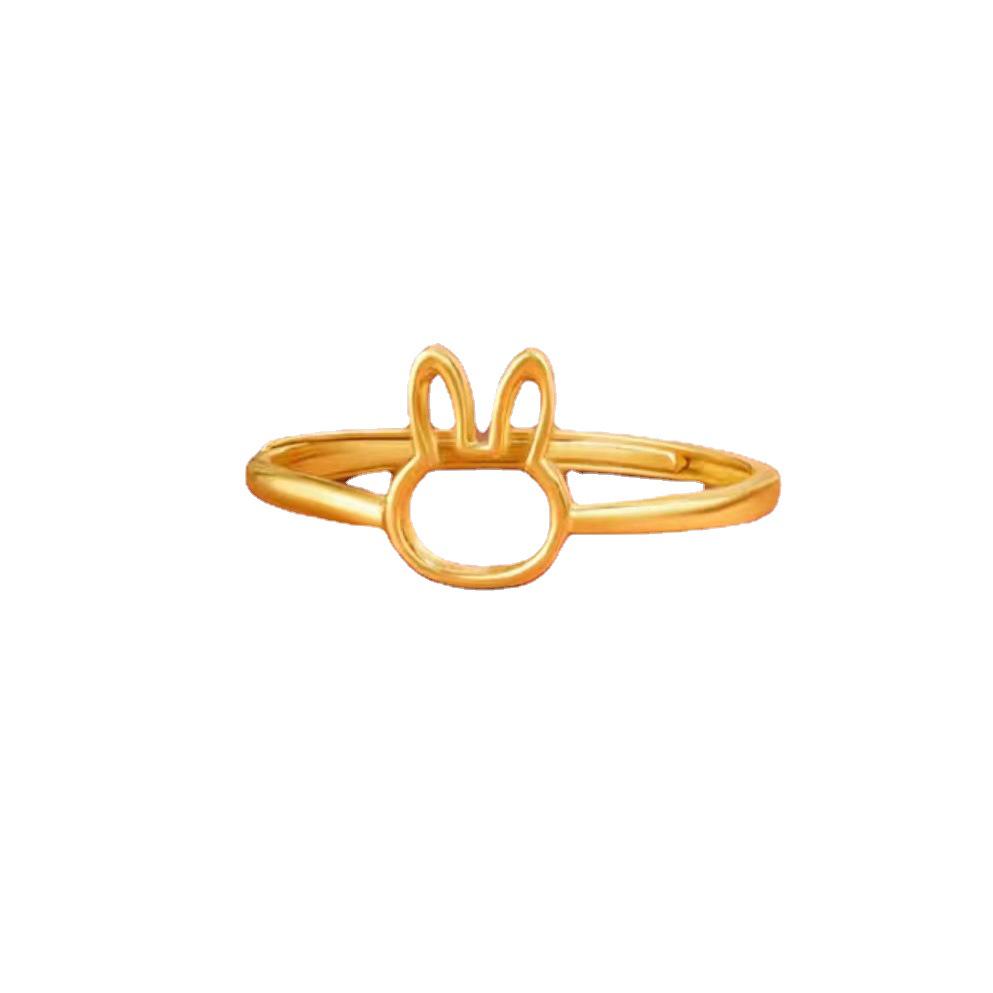 Vietnamese Gold-Plated Year of the Rabbit Fashion Ring - Open Style Rabbit Design, Perfect Gift for Girlfriend