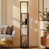 Floor Lamp with Shelves, Standing Lamp, Wood, 26 x 26 x 160 cm, for Living/Bedroom (Without Light Bulb)