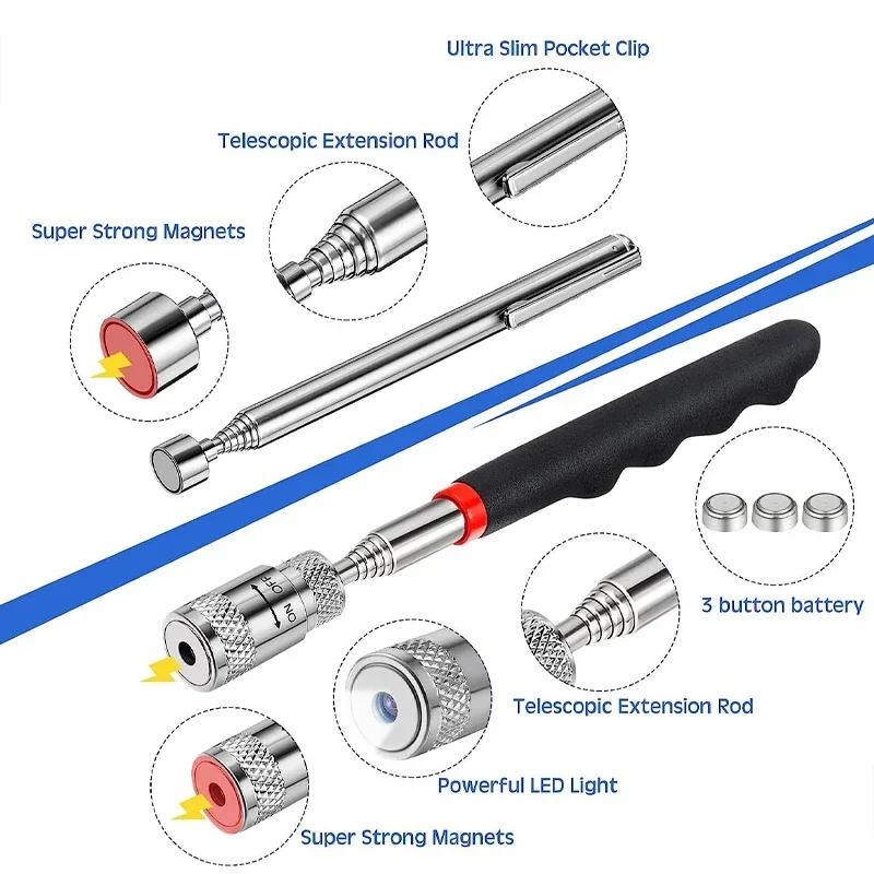 Telescopic Magnetic Pen Portable Metalworking Handy Tool Magnet Capacity for Picking Up Nut Bolt Adjustable Pickup Rod Stick