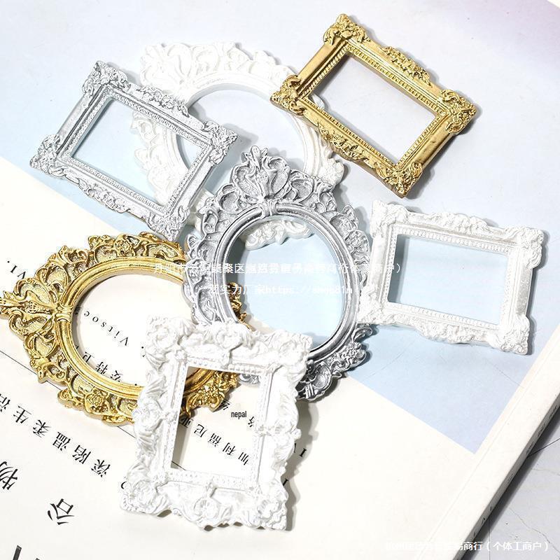 Retro Cream Glue Epoxy Resin Miniature Photo Frame DIY Dollhouse Accessories