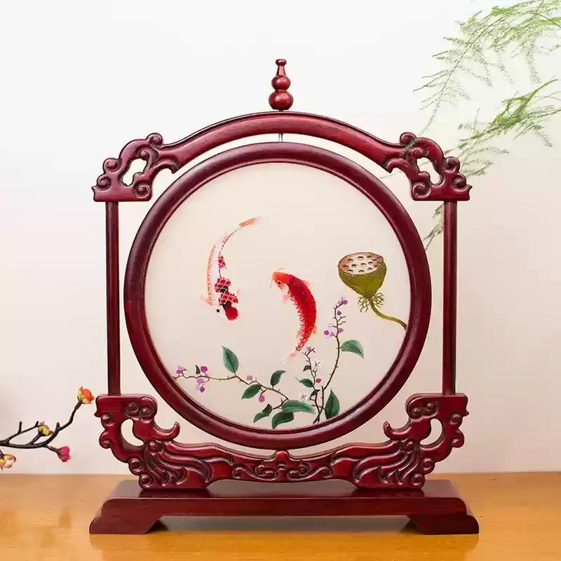 Suzhou Embroidery Living Room Decoration Advanced Sense Of Handicraft Office Decorative Screen Light Luxury Chinese Home Gift