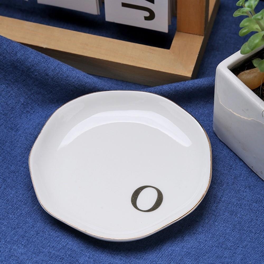 Gold Rim Monogram Letter Ring Dish A-Z Decorative Ring Holder Plate Blogger's Recommendation