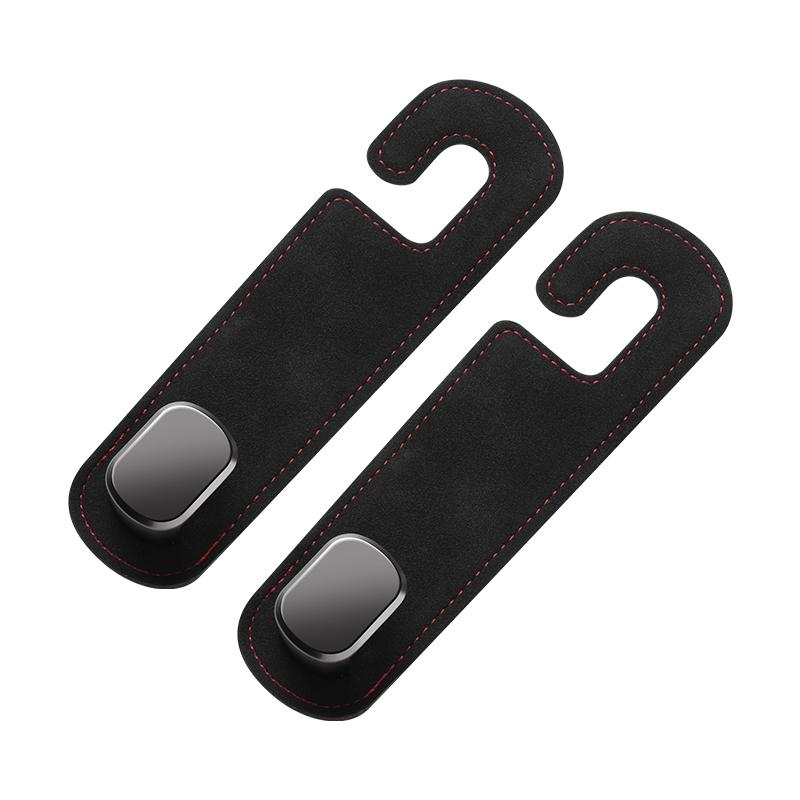 Hidden Car Back Seat Hook Headrest Suede Leather Soft Hanging Hook 20kg Load-Bearing Wear-Resistant Rear Row Storage Hanger