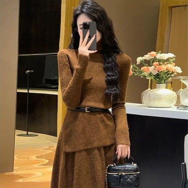 Chic Little Channel Style Knit Dress - Women's Autumn/Winter Set