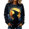Women's Fashion Casual Long Sleeve Crewneck Sweatshirt with Halloween Print