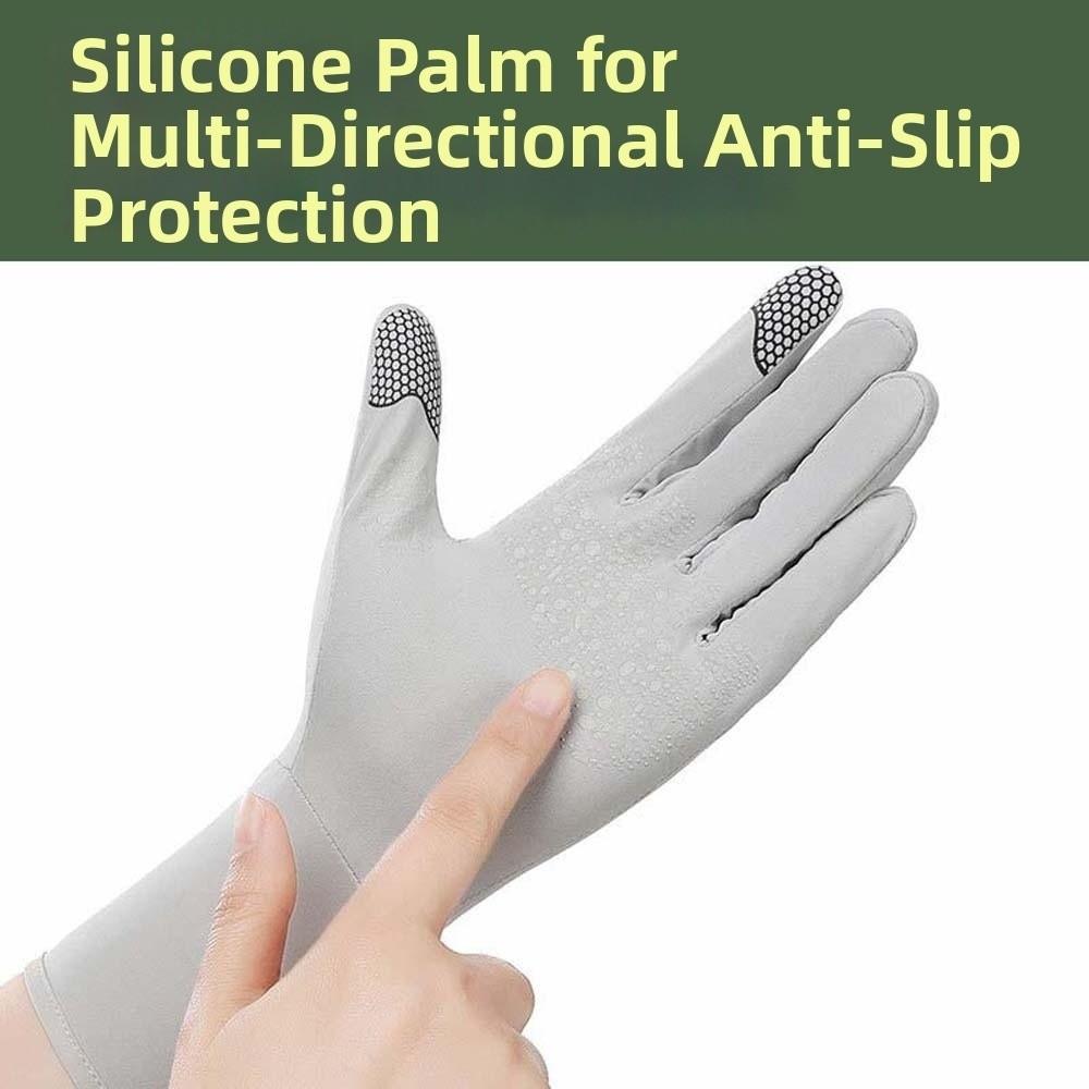 Solid Color Women Sunscreen Gloves Thin Summer Driving Mittens Ice Silk Riding Gloves  Outdoor