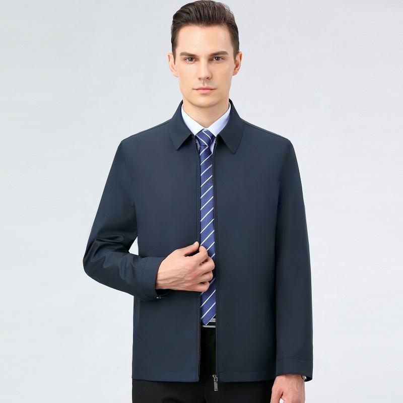 

Осень новая мужская куртка с лацканами высокого класса тонкая куртка для папы среднего возраста свободная большого размера однотонная куртка 195