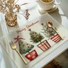4pcs Linen Placemats, Christmas Tablecloth Set 12x18 Inches, Suitable for Kitchen Dining and Coffee Table Decorations, Party Decor, Adding Festive