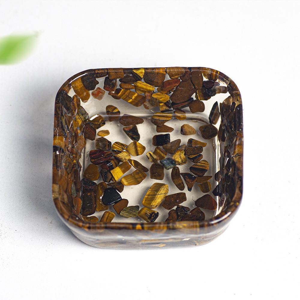 Resin Geometric Dismagnetization Bowl With Natural Crystal Fill For Modern Living Room Decor