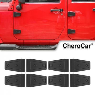 8pcs Black Exterior Door Hinge Cover Trim Decor Guard for Jeep Wrangler JK 4Door