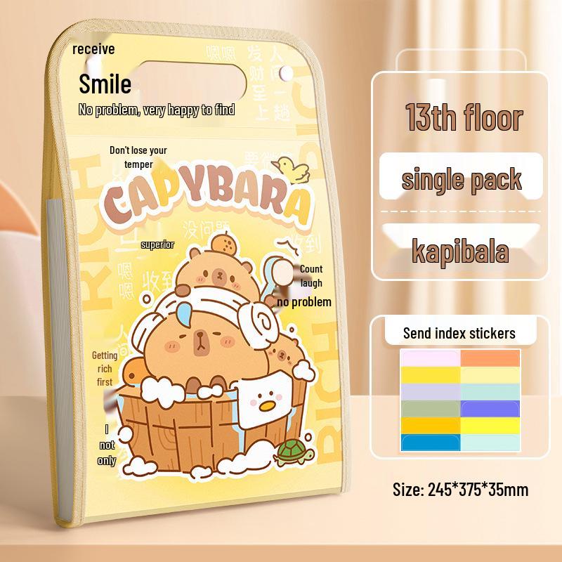 

Kaba Bear A4 Capybara Accordion Folder: Handheld File Organizer for Elementary Students Test Papers