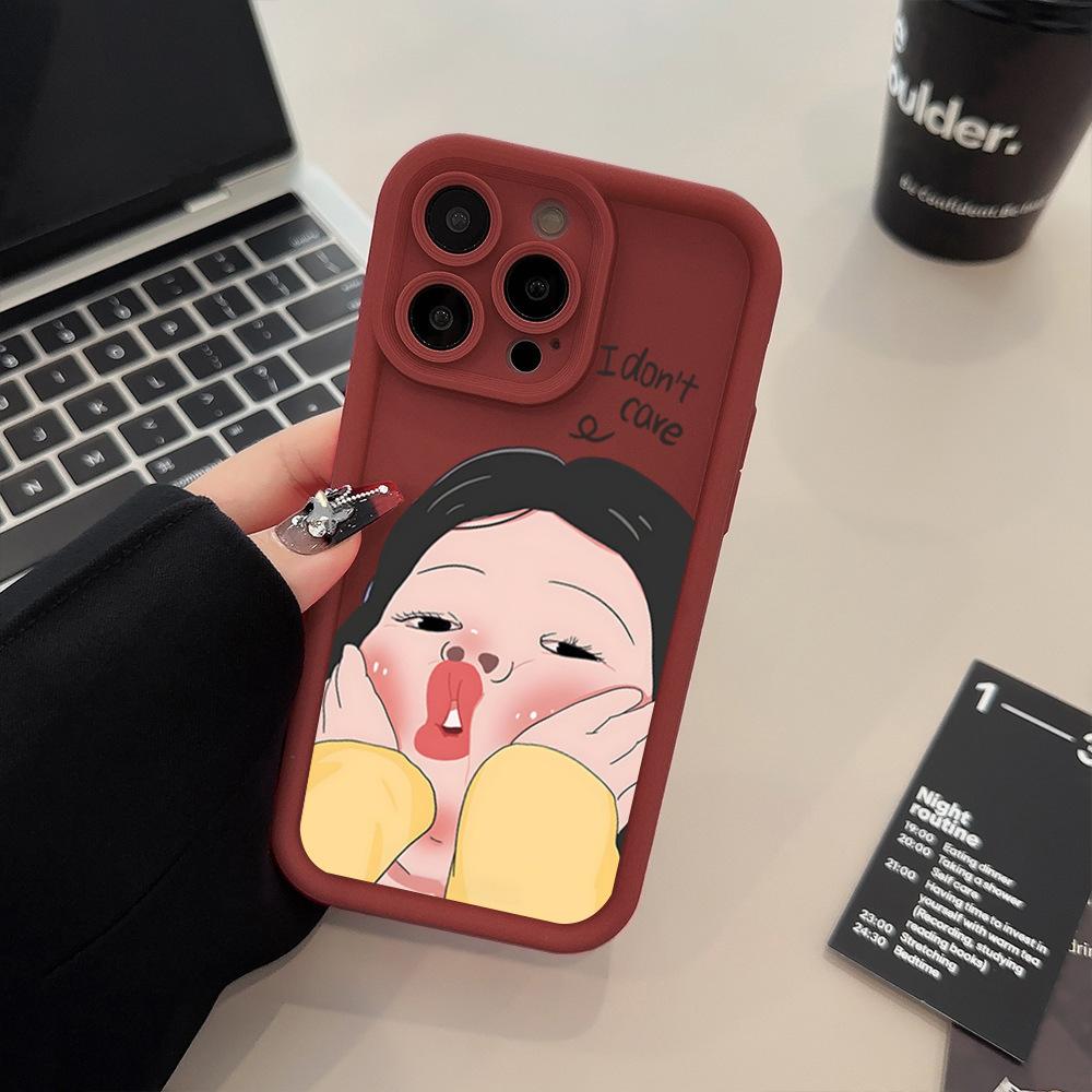 Amazon hot-selling iphone17 mobile phone case pouty funny 14 matte silicone case apple 16promax soft case