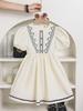Girls Puff Sleeve Embroidery Dress, Summer Vintage Casual Dress