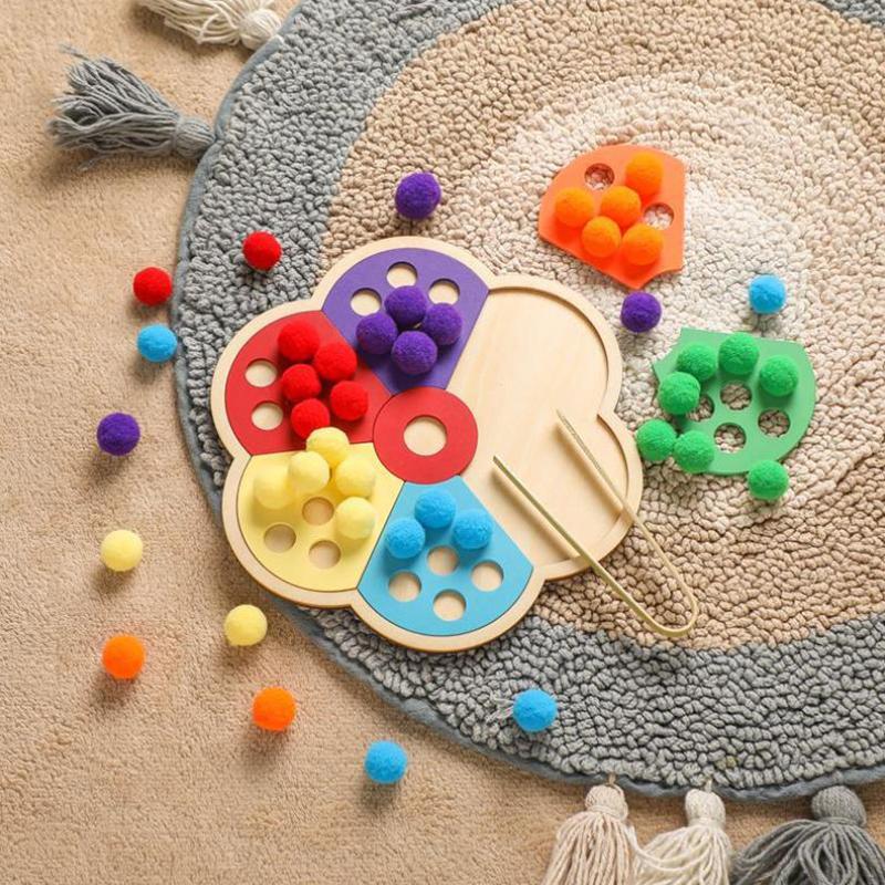 Holz Montessori Spielzeug Blumenform Regenbogenbrett Kinder Feinmotorik Bildung Spielzeug Baby Farbensortierung Sensorisches Spielzeug Kinder Geschenk