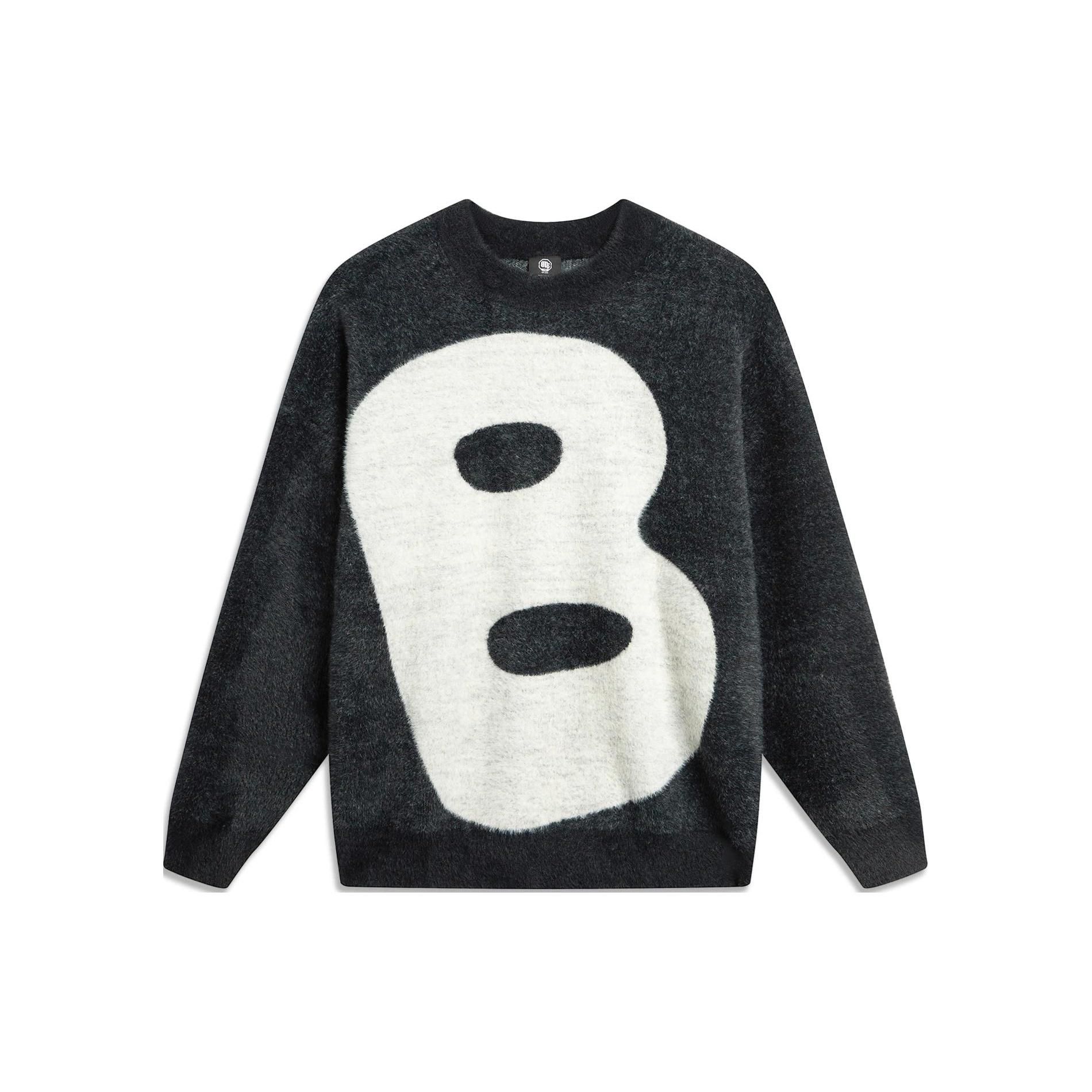 Li-Ning BadFive Big B Logo Knit Sweater  Black White  Men s AMBT147-3 S