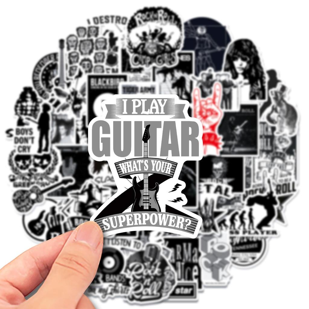 10/50Pcs Metal Rock Sticker Retro Rock Band Stickers Rock and Roll Graffiti Stickerfor DIY Luggage Laptop Skateboard Motorcycle Bicycle Sticker