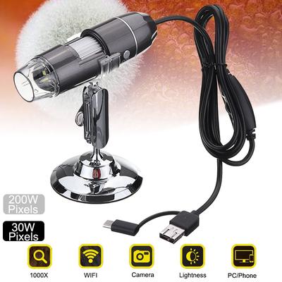 מצלמת זכוכית מגדלת מיני 3 ב-1 1080P 8 נורות LED מיקרוסקופ דיגיטלי ממשק USB MicroType-C לאנדרואיד iOS