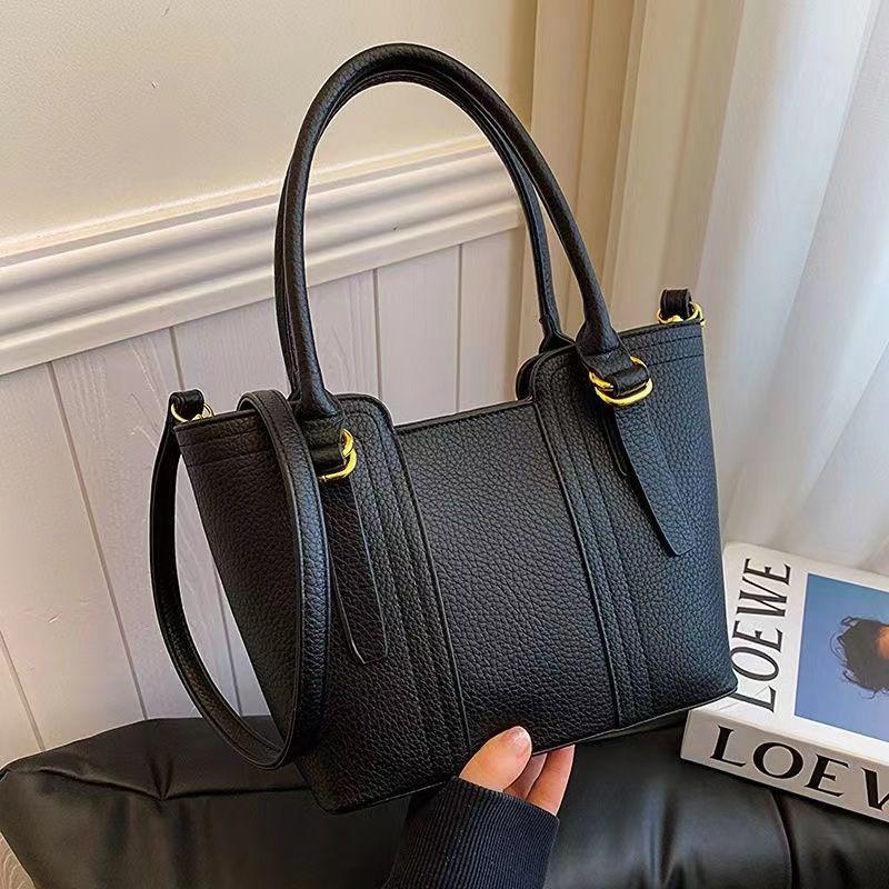 

Женская текстурированная сумка через плечо 2025 - Простая, нишевая сумка-ведро кроссбоди Bag + Shoulder Strap чёрный