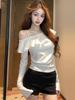 Asymmetrical Ruffled Off-Shoulder Sexy Long-Sleeve Pullover Top