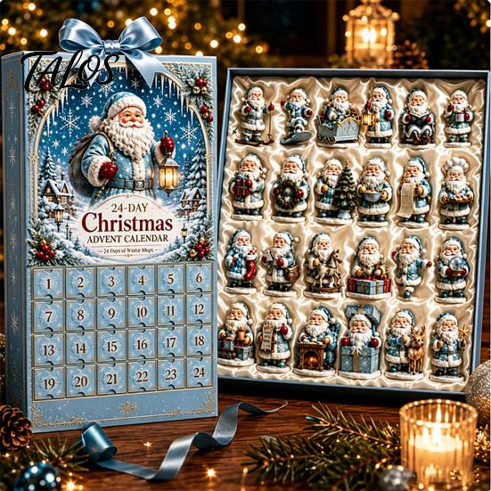 2026 Sváteční odpočítávací krabička Letní plážový Santa Adventní kalendář, 24denní sada akrylových ozdob se sběratelským dárkem Surfařské figurky, Tropické Vánoce