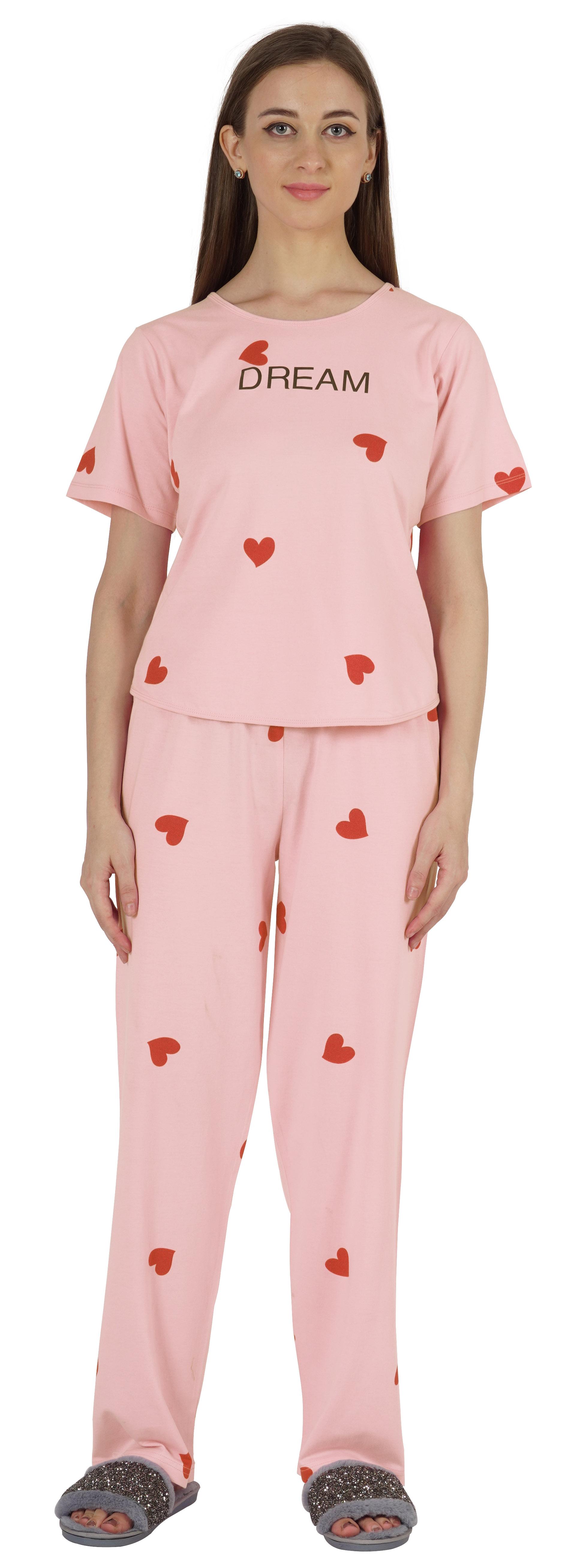 

Жіночі піжамні комплекти Inkmeso М який піжамний одяг з принтом і довга піжама 2 шт. XX-Large троянди рожеві кольору